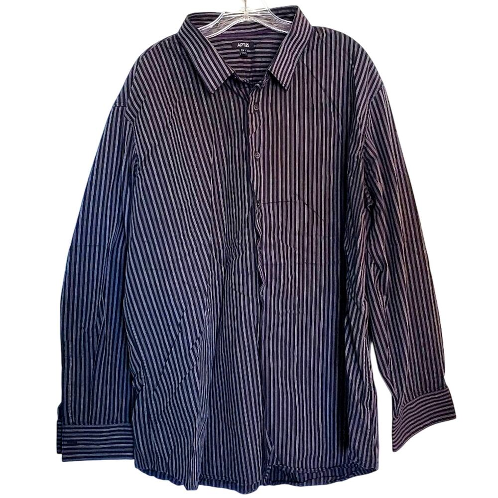 Men's Apt. 9 Long Sleeve Button Down Shirt Black Gray Stripe Size 2 XL Tall